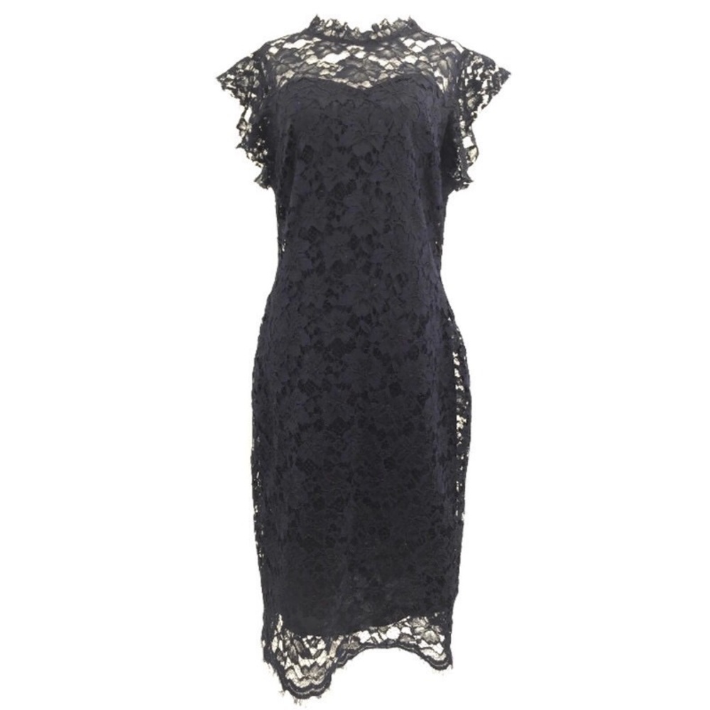 EnFocus Studio Dress Lace Navy Zip Up 12